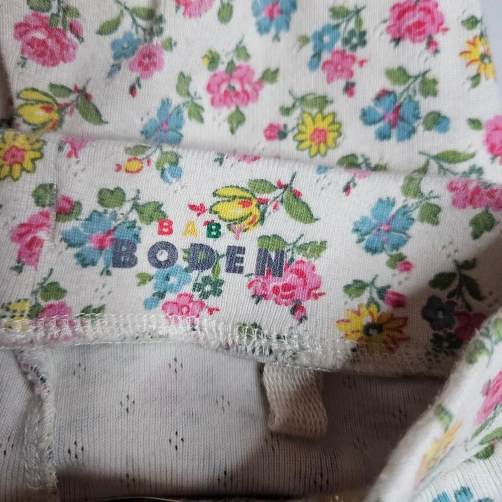 Baby Boden Floral Pointelle Pajama Set 2pc Cotton Pink Yellow Blue 9-12M 80cm